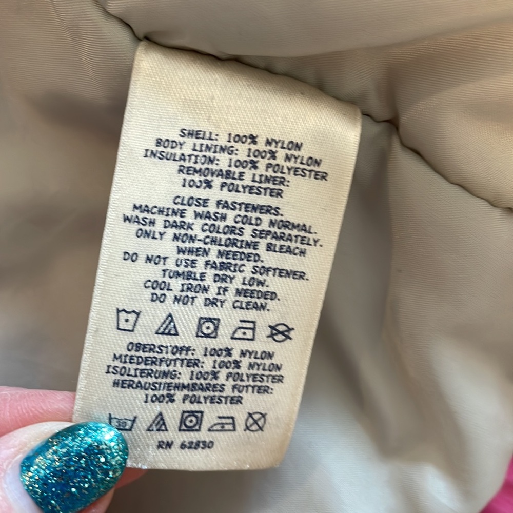 Lands End girls pink coat zipper. Parka. Large 14 - Picture 13 of 15
